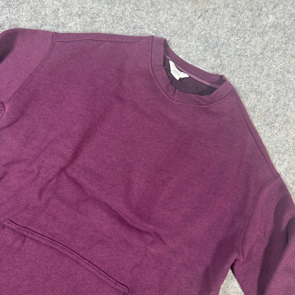 Danskin Womens Plum Purple Crewneck Sweatshirt Kangaroo Pocket Fleece Lined S